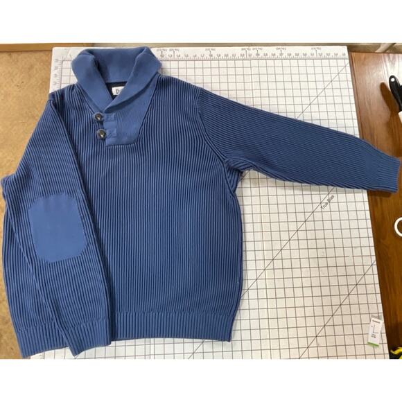 Duluth Trading Company Blue Brigadier Shawl Collar Heavy Sweater Men Large - Picture 8 of 11